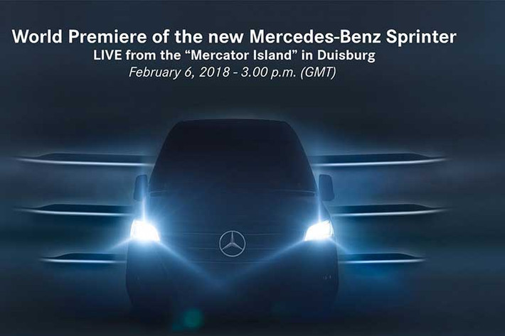 Theo đó, mẫu xe Mercedes-Benz Sprinter 2019 thế hệ mới sẽ chính thức vào ngày 6/2/2018 ở Duisburg Đức. Hãng này hứa hẹn Sprinter mớ sẽ tốt hơn thế hệ cũ ở mọi phương diện và sẽ không làm mọi người thất vọng.