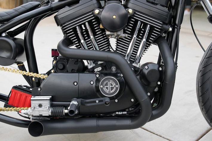 Khối động cơ V-Twin nguyên bản trên Forty-Eight được giữ nguyên nhưng được sơn màu đen mờ mạnh mẽ. Logo của DP Customs được gia công CNC để thay thế cho nắp máy nguyên bản của Harley-Davidson. Hệ thống xả mới được tinh chỉnh để cho ra âm thanh mạnh mẽ và uy lực hơn.