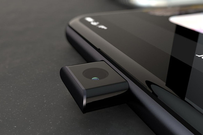 Mặt trước của máy là màn hình Retina có kích thước 6.3 inch, đi kèm cảm biến camera selfie 12MP được đặt trong cụm camera thò thụt.