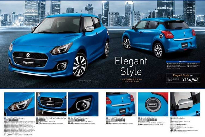 Đi kèm với hai bản động cơ trên là hộp số tay 5 cấp và lần đầu tiên được bổ sung thêm hộp số tự động AGS 5 tốc độ. Hiện giá bán của Suzuki Swift 2018 chưa được công bố (Ảnh thông số kỹ thuật mẫu xe này tại Nhật Bản).