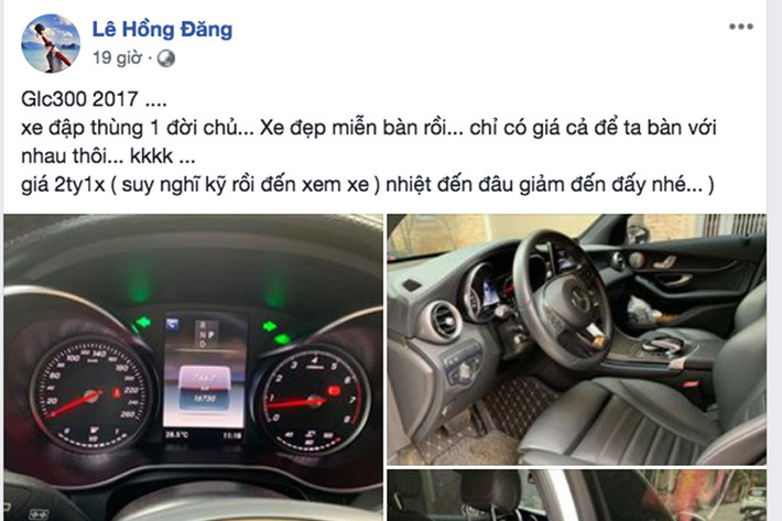 Nam diễn viên Hồng Đăng được biết tới là một người mê xe cộ và thậm chí khá chăm chỉ lên đời xe mới. Vừa qua, trên trang cá nhân của nam diễn viên xuất hiện thông tin rao bán chiếc Mercedes-Benz GLC 300 2017 với dòng trạng thái quảng cáo không kém phần thú vị: "Xe đẹp miễn bàn rồi... chỉ có giá cả để ta bàn với nhau thôi...".