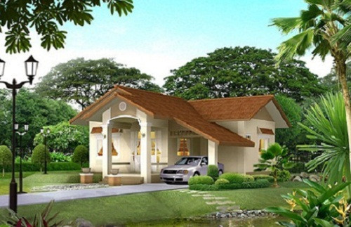 Nhà vườn hiện đại có gara ô tô. Ảnh: Greenmore.
