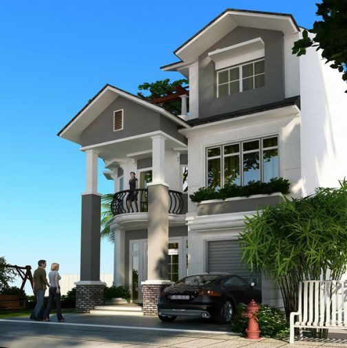 Nhà ống 3 tầng hiện đại có thiết kế gara ô tô. Ảnh: Datbinhduong.