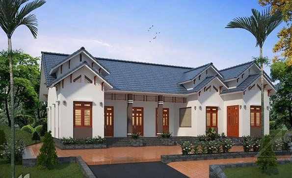 Mẫu nhà vườn cấp 4 với 3 phòng ngủ rộng rãi. Ảnh: 10nhadep.