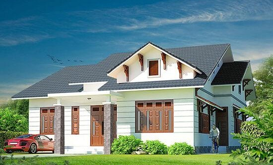 Để tiết kiệm chi phí, chủ nhà có thể thay phần mái ngói sang mái tôn. Ảnh: 10nhadep.