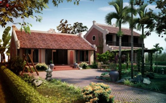 Nhà cấp 4 sân vườn phù hợp ở làng quê Việt Nam. Ảnh: Nhabinhduong.