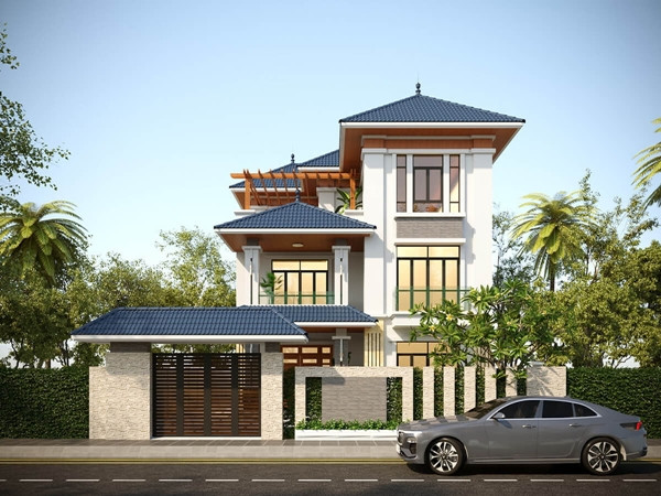 Nhà 3 tầng mái Thái được ưa chuộng bởi vẻ đẹp hiện đại, mang đến không gian sống sang trọng, đẳng cấp. Ảnh: Noithattugia