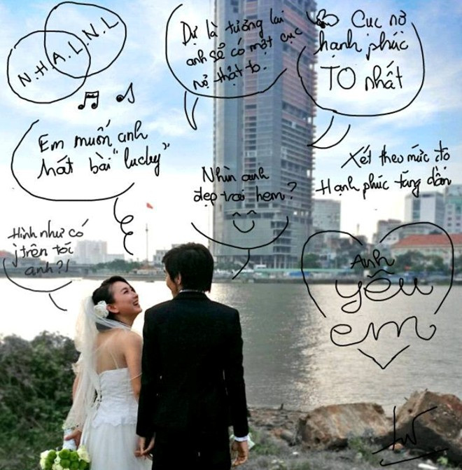 Sơ đồ tình yêu ngộ nghĩnh của cặp đôi Ngọc Lan - Hoàng Anh.