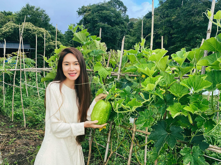 Minh Hà trồng đủ các loại rau củ quả như bầu, su su, bí đao...Ảnh: FBNV