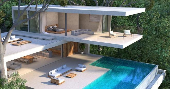 Đây là một trong 200 căn biệt thự thuộc dự án riêng do chồng cô thiết kế và thi công ở đảo Koh Kooh (Thái Lan). Mỗi căn có giá trị đầu tư từ 2 - 10 triệu đô tùy theo diện tích và view. Ảnh: Instagram NV