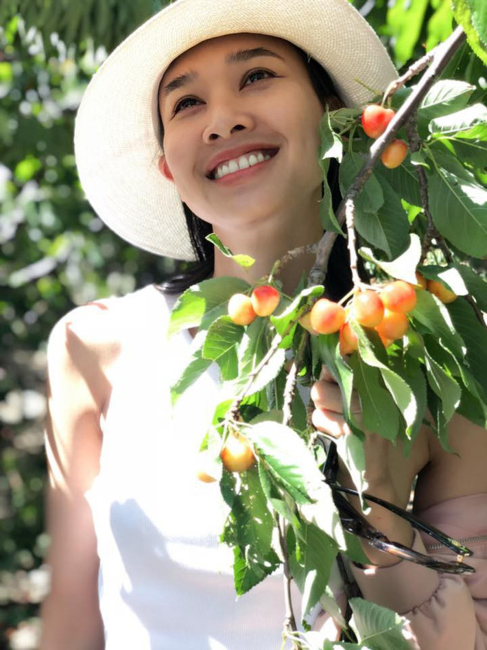 Hoa hậu Dương Mỹ Linh cũng khiến nhiều người ghen tỵ khi khéo khoe khu vườn đủ loại cây trái và rực rỡ hương thơm của hoa hồng trên đất Mỹ. Ảnh: FBNV.