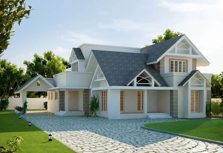 Nhà cấp 4 gác lửng hiện đại với kiến trúc mái thái, thiết kế giật khối độc đáo đang nhận được nhiều sự quan tâm của khách hàng. Ảnh: Wedo.