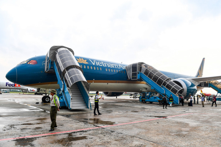 Có kích thước lớn nhất trong gia đình máy bay Boeing 787, Boeing 787-10 là loại máy bay hiện đại nhất và có kích thước lớn nhất được khai thác tại Việt Nam hiện nay. Ảnh: VNA.