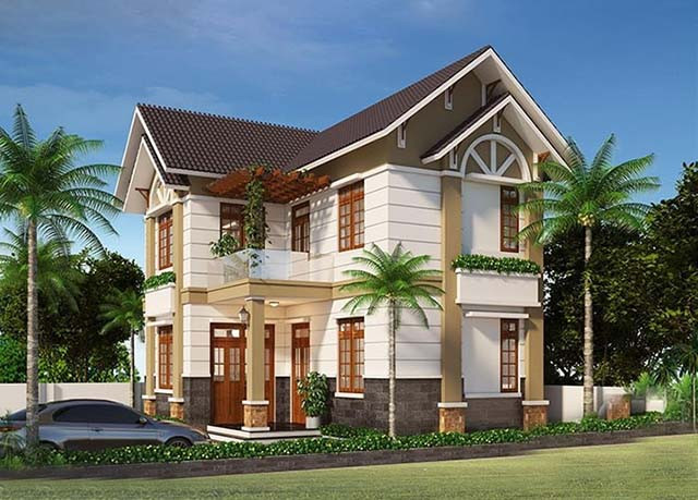 Nhà mái thái 2 tầng phong cách hiện đại, trẻ trung được nhiều người lựa chọn. Ảnh: Cbs.