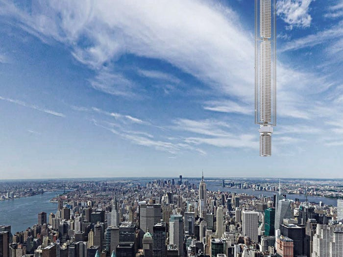 Một công ty thiết kế New York muốn xây tòa nhà cao tầng treo từ một tiểu hành tinh hơn 31.000 dặm so với Trái Đất.