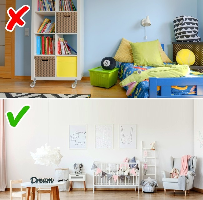 Theo xu hướng hiện đại, phòng của trẻ không cần quá sặc sỡ. Gia chủ có thể trang trí nhiều đồ chơi nhằm phát triển khả năng tư duy của trẻ.
