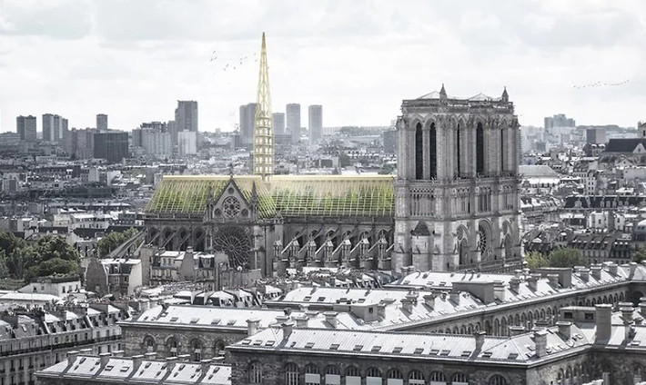 Studio NAB đề xuất một dự án sẽ biến đỉnh Nhà thờ Đức Bà Paris thành một cấu trúc giống như nhà kính.