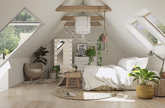 Phòng áp mái đẹp như trong truyện cổ tích