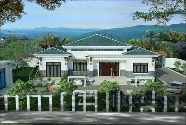 Hình dáng đồ sộ kết hợp không gian sân vườn hiện đại tạo nên một môi trường sống lý tưởng cho gia đình đông người. Ảnh: Xaydungso