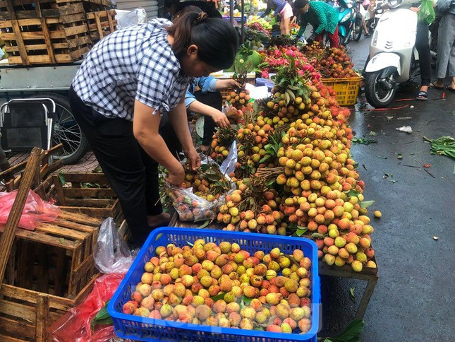 Trong khi đó, loại vải rụng (để qua ngày) có giá từ 35.000-40.000 đồng/kg. Ảnh: Tiền phong