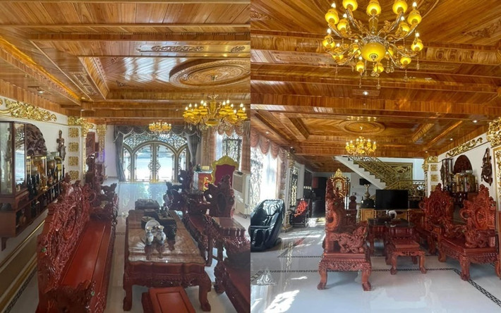 Phòng khách rộng rãi với nội thất hoàn toàn bằng gỗ. Ảnh: Yan