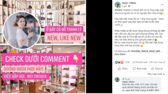 Mới đây, Ngọc Trinh khiến dân tình bất ngờ khi đăng bài “thanh lý pass đồ” trên fanpage của mình, với lý do là trợ lý Thúy Kiều đòi nghỉ việc vì “Không chịu nổi đống đồ mỗi ngày lại chất đống của Trinh”.