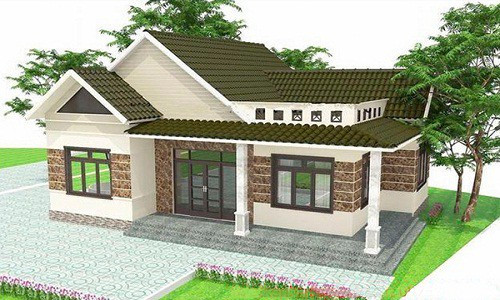 Nhà mái ngói 3 phòng ngủ ngày càng trở nên phổ biến bởi không gian sinh hoạt vừa đủ mà chi phí xây dựng không cao. Ảnh: Datbinhduong.