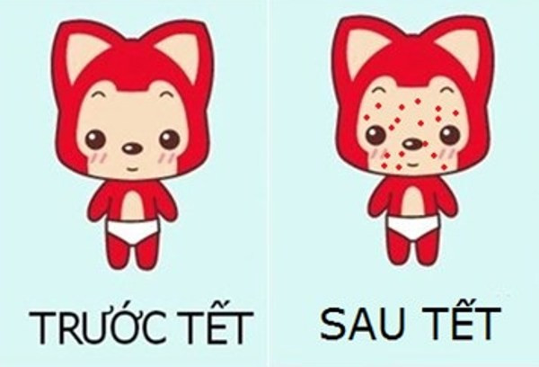 Làn da mịn màng đã biến mất chỉ sau vài ngày Tết.