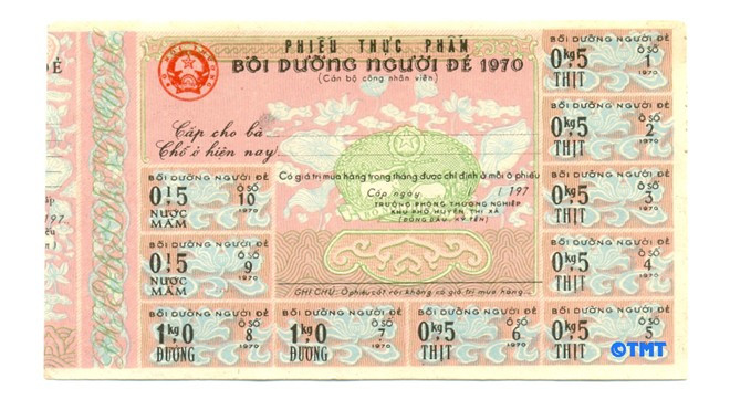Tem phiếu lương thực, tem mua vải... được sử dụng đổi lấy gạo, ngô, khoai tây, vải... với số lượng ghi trên tem.
