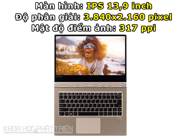 Lenovo Yoga 910 có 2 tuỳ chọn về độ phân giải màn hình. Cả hai đều là loại màn hình cảm ứng.