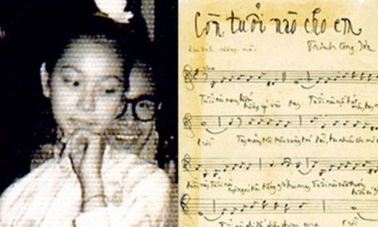 Dao Ánh bên Trịnh Công Sơn (phía sau) năm bà 16 tuổi