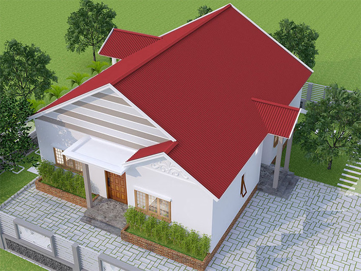 Nhà mái tôn chống nóng đơn giản giá từ 150 - 200 triệu đồng phù hợp với cặp vợ trồng trẻ ở ngoài thành.