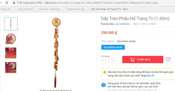 Tuy nhiên, đây là hàng quốc tế được bán từ các Nhà Bán ngoài lãnh thổ Việt Nam, giá bán đã bao gồm các loại thuế, phí nhập khẩu. Ảnh chụp màn hình.