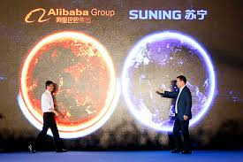 Tháng 8/2015, Alibaba đã đầu tư 28,3 tỷ Nhân dân tệ (Khoảng 4,56 tỷ USD) vào hãng bán lẻ đồ điện tử Suning. Trước đó, họ cũng đổ tiền vào chuỗi trung tâm thương mại Intime. Ảnh: Chinadaily.