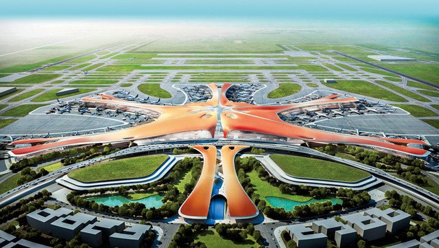 Ngày 25/9, Trung Quốc chính thức khai trương sân bay quốc tế Đại Hưng ở thủ đô Bắc Kinh sau 4 năm xây dựng. Ảnh: CNN.