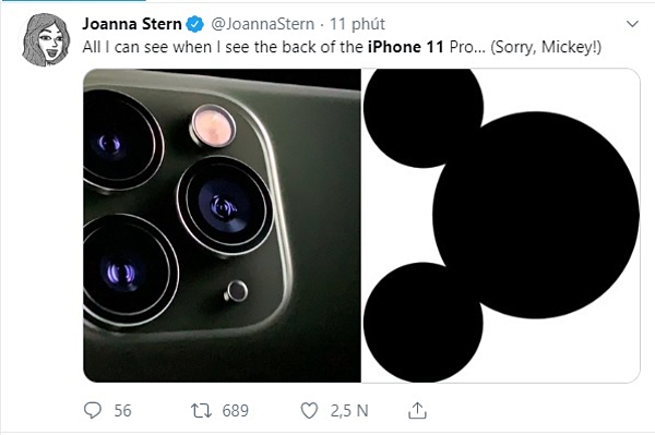 Bộ camera góc siêu rộng của iPhone 11 được ví như chuột Mickey.