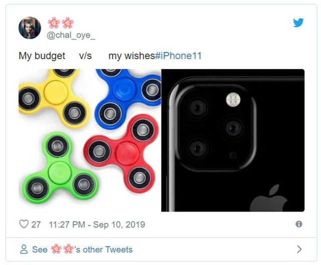 Một người dùng Twitter với nicknam @nsoory1020 nói rằng cụm camera trên iPhone 11 giống như một cái fidget spinner.
