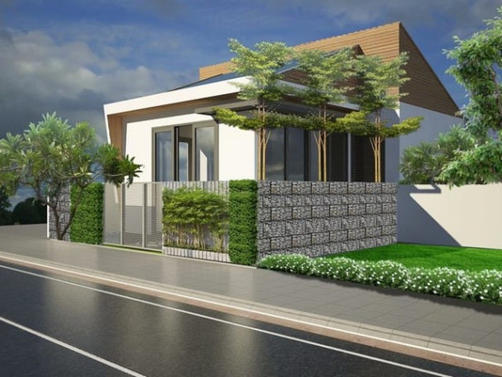 Với chi phí khoảng 500 triệu đồng, căn nhà gây ấn tượng nhờ cách sử dụng gam màu nhẹ nhàng. Cây xanh mang đến bầu không khí trong lành, thoáng mát. Ảnh: Internet.