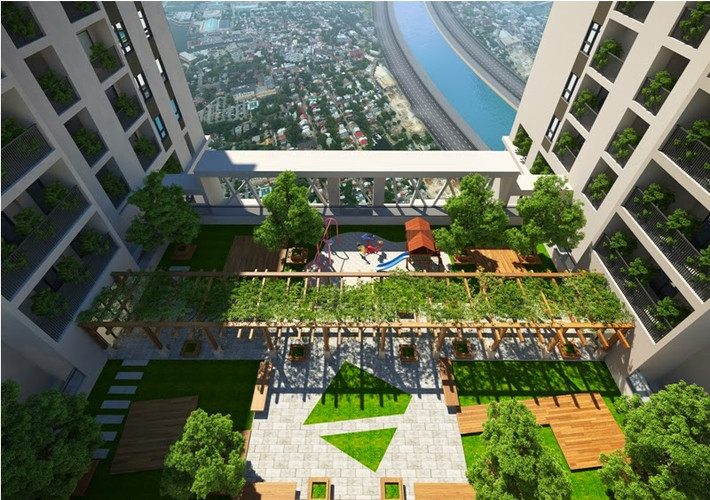 Phối cảnh thiết kế vườn treo trên cao của dự án.