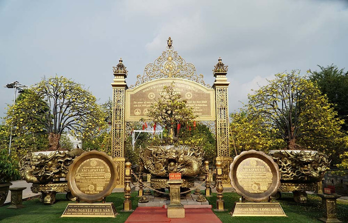 Theo đó, 10 cây mai vàng của ông Vũ Đức Đông (sinh năm 1972) ngụ phường An Hòa, thành phố Sa Đéc, tỉnh Đồng Tháp vừa được Tổ chức Kỷ lục thế giới công nhận xác lập kỷ lục thế giới “Bộ sưu tập mai vàng Tuệ Sâm có nhiều tác phẩm độc bản nhất”. Ảnh: Vietnamnet