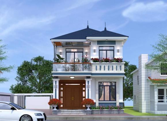 Mẫu nhà 2 tầng mái Nhật gồm 4 phòng ngủ đủ tiện nghi đang được nhiều gia đình ở nông thông lựa chọn. Ảnh: Facebook