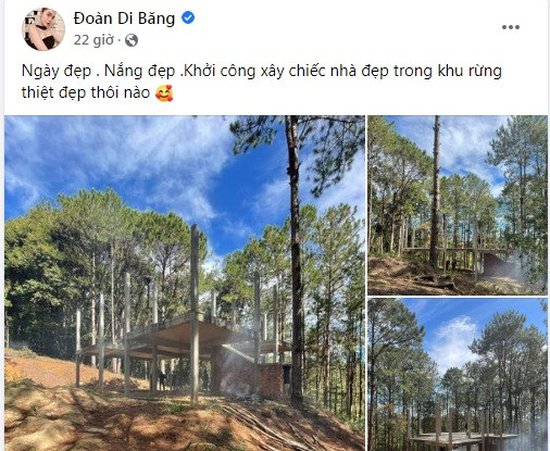 Trên trang cá nhân, Đoàn Di Băng vừa hé lộ thông tin về việc khởi công xây dựng một căn biệt thự ở Đà Lạt khiến dân tình không khỏi trầm trồ.