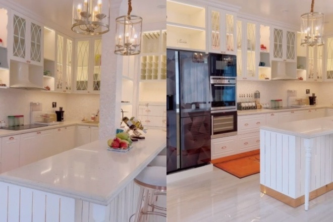 Mọi vật dụng trong phòng bếp đều rất hiện đại và đắt đỏ. Ảnh: Instagram