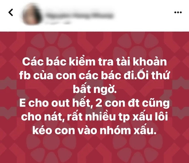 Mới đây, bà xã nghệ sĩ Xuân Bắc thu hút sự chú ý của dân mạng khi chia sẻ đưa ra lời cảnh báo các bậc phụ huynh về việc kiểm soát sử dụng mạng xã hội của các con. Ảnh chụp màn hình