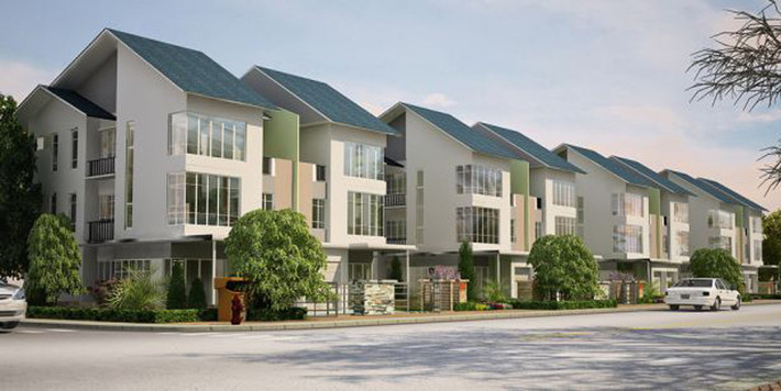 Các căn biệt thự song lập hướng Đông Nam tại Gamuda Garden.