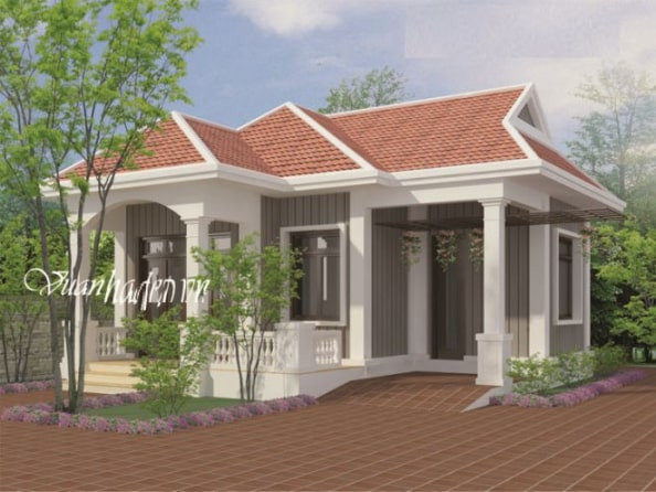 Nhà trệt với chi phí tầm 300 triệu được biến tấu theo phong cách hiện đại nhưng vẫn phảng phất sự quen thuộc một cách lạ lùng. Ảnh: Internet.