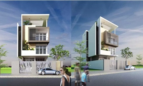  Mẫu nhà phố thiết kế hiện đại với hệ cổng lạ mắt vừa tăng tính thẩm mỹ vừa đảm bảo an ninh. Ảnh: Nhadepsang.