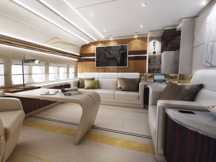 Tổng diện tích không gian bên trong chiếc Boeing 747 này lên tới 445 m2.
