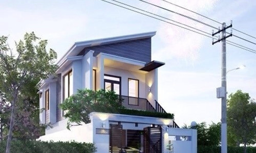 Nhà phố mái lệch theo phong cách châu Âu hiện đại. Ảnh: Thietkenhadepmoi.
