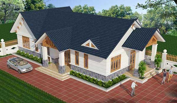 Sự phối hợp màu sắc với các vật liệu ngoại thất giúp ngôi nhà trở nên sang trọng, trẻ trung. Ảnh: Kientrucsuvietnam.